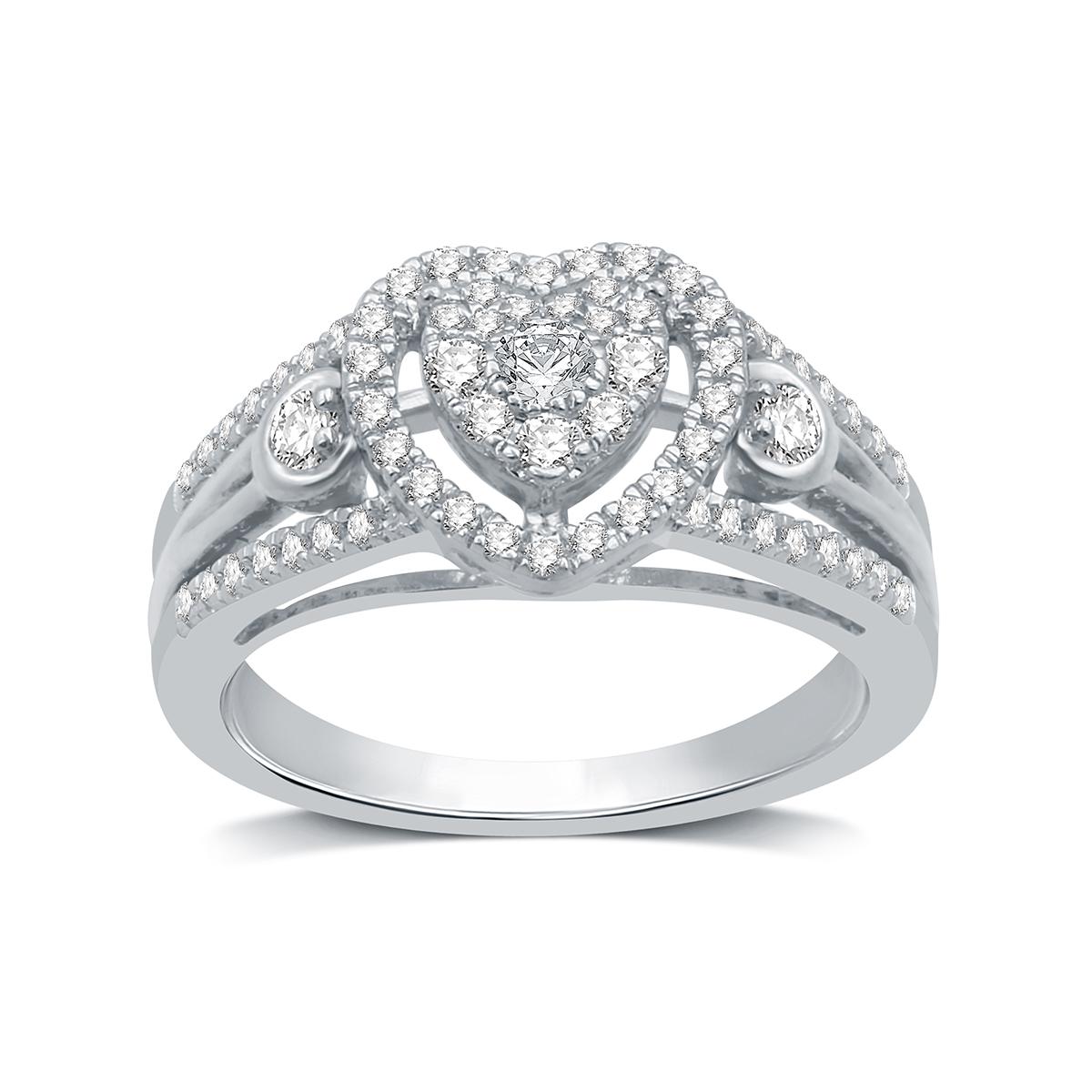 Nova Star® Sterling Silver 1/2ctw. Lab Grown Diamond Heart...