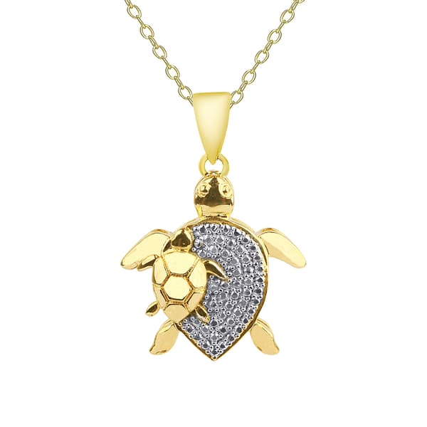 Accents by Gianni Argento Diamond Accent Plated Turtle Pendant - image 