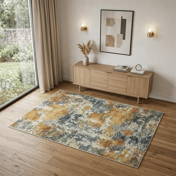 HomeRoots Teal Blue Abstract Non Skid Rectangular Area Rug