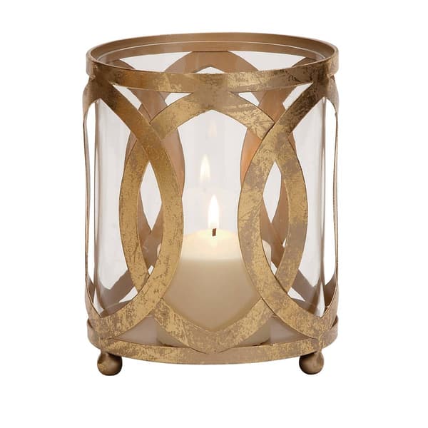 9th & Pike(R) Gold Metal Trellis Pattern Candle Holder - image 