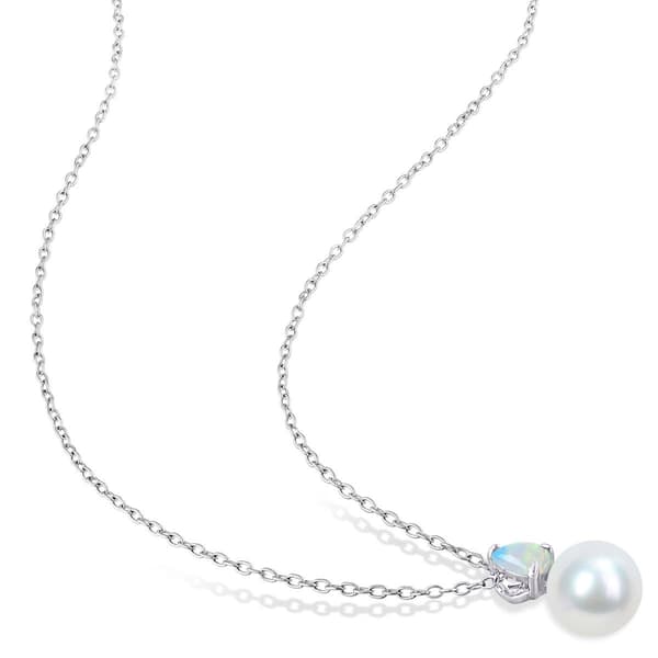 Gemstone Classics™ Freshwater Pearl & Ethiopian Opal Pendants