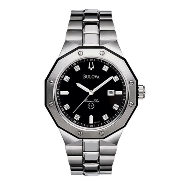 Mens Bulova Diamond Accented Steel Bracelet Watch - 98D103 - image 