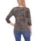 Petite NY Collection 3/4 Ruch Sleeve Brown Floral Blouse - image 2