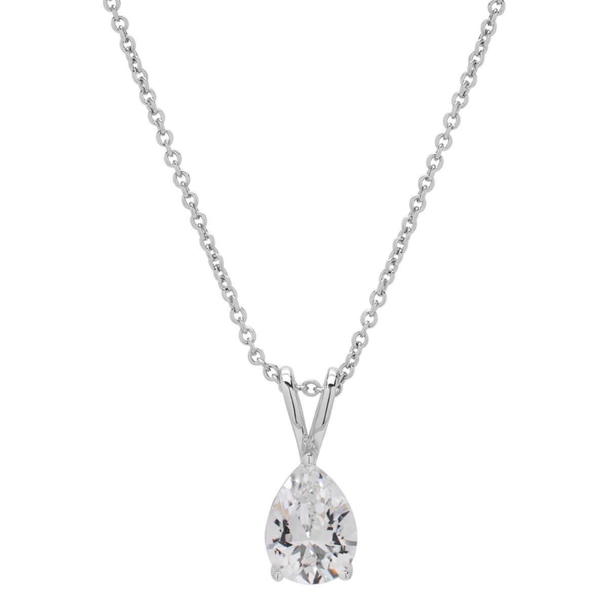Gianni Argento Sterling Silver Lab White Sapphire Pear Necklace