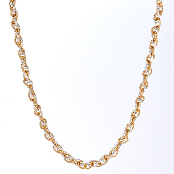 Design Collection 18in. Polished Rope Link Two-Tone Necklace - image 