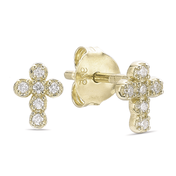 Brilliant Grown Lab-Grown Diamond Accent Cross Stud Earrings - image 