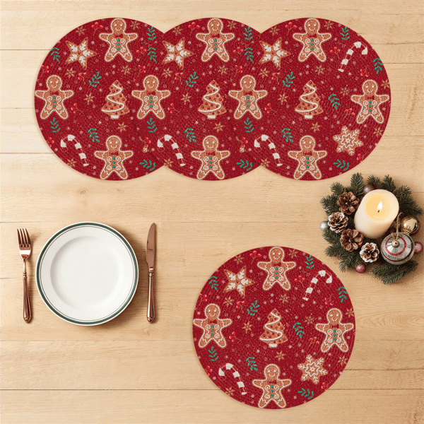 Avanti Holiday Treats Round Placemats - Set of 4