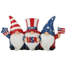 Three Gnomes Holding a Flag USA Sign & Star