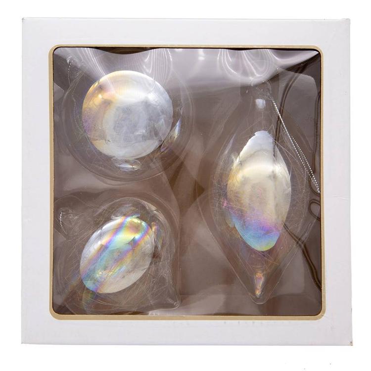 Kurt Adler Iridescent Ball Onion & Teardrop 3pc. Ornaments Set