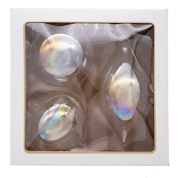 Kurt Adler Iridescent Ball Onion & Teardrop 3pc. Ornaments Set