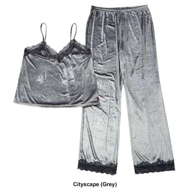 Womens Danskin Shine Velour Lace Trim Cami & Pants Pajama Set
