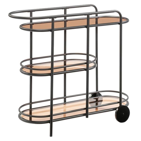 Sauder Coral Cape Modern Metal & Glass Bar Cart