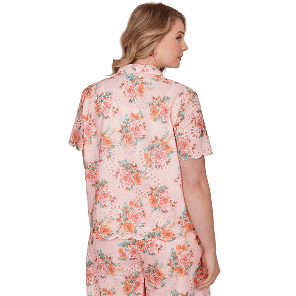 Plus Size Ruby Rd. Renaissance Romance Scallop Floral Blouse