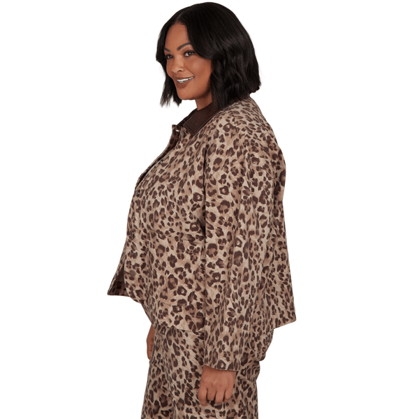 Plus Size Ruby Rd. Game of Luxe Leopard Denim Jacket