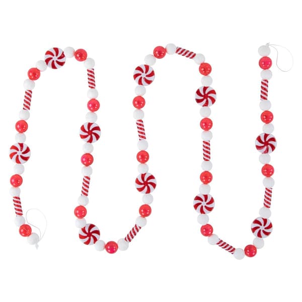 Northlight Seasonal 6ft. Frosted Peppermint Christmas Garland - image 