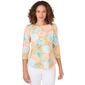 Womens Ruby Rd. Spring Breeze Knit Japanese Mums Top - image 1