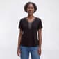 Womens Love Scarlet Short Sleeve Beaded V Neck Blouse - image 1