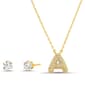 CZ 3D Initial A Necklace Set - image 1