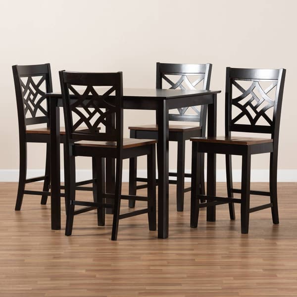 Baxton Studio Nicolette Two-Tone Brown Wood 5pc. Pub Set