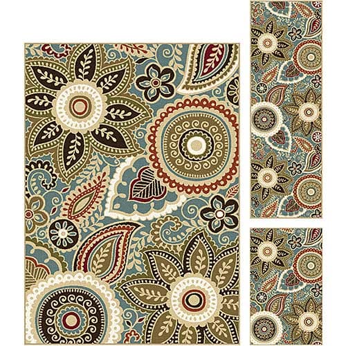 Tayse Majesty Zoey 3pc. Area Rug Set - Seafoam - image 