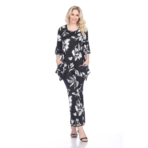 Womens White Mark 2pc. Head to Toe Floral Set - image 