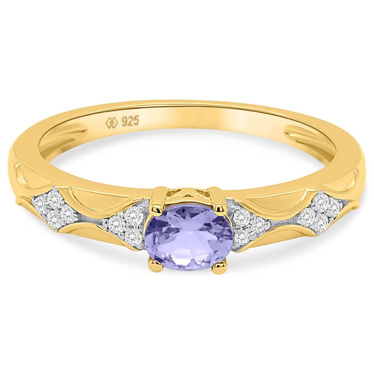 Gemstone Classics™ 5x4mm Oval Tanzanite with White Topaz Ring