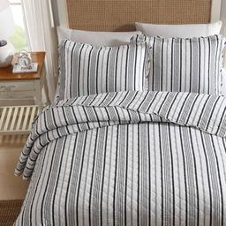 Laura Ashley Stripe Perfection Cotton Reversible Quilt Set