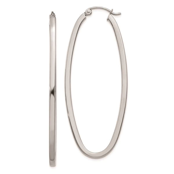 Gold Classics&#40;tm&#41; 14kt. White Gold Large Oval Hoop Earrings - image 