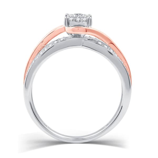 Loveblooms&#8482; Two-Tone 3/8cttw. Diamond Halo Bypass Bridal Set