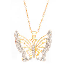 Gianni Argento Gold Diamond Butterfly Pendant Necklace