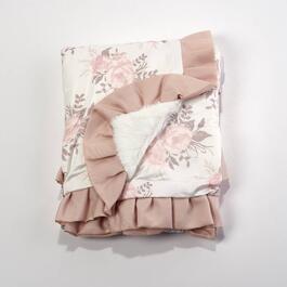 The Peanutshell Grace Floral Satin Back Blanket w/ Fur