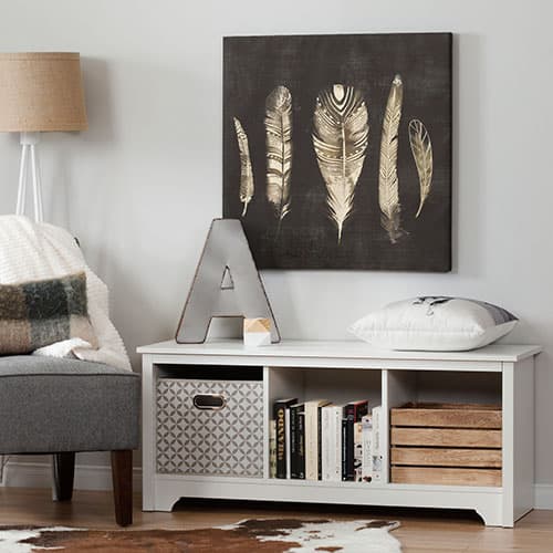 South Shore Vito Cubby Storage Bench - White