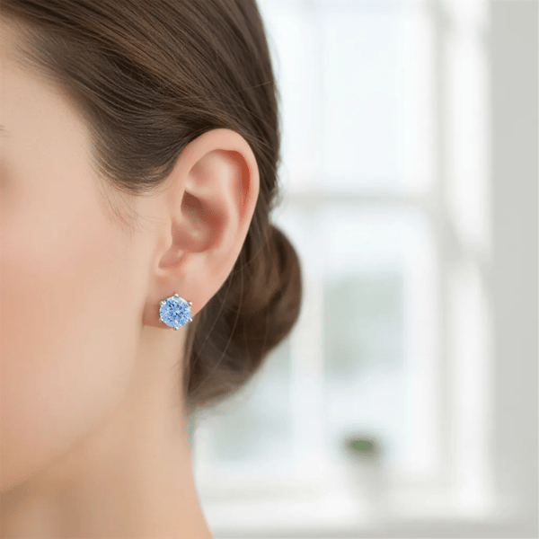 Saffron 0.5ctw. Light Blue Moissanite Diamond Stud Earrings