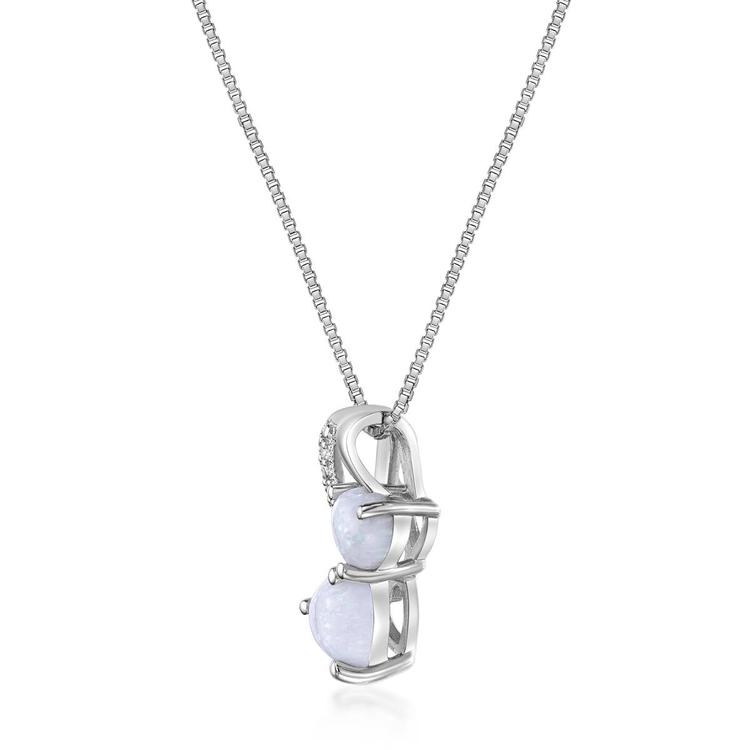 Gemminded Sterling Silver 5mm Double Heart Created Opal Pendant