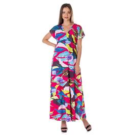 Womens 24/7 Comfort Apparel Tropical Empire Waist Maxi Dress