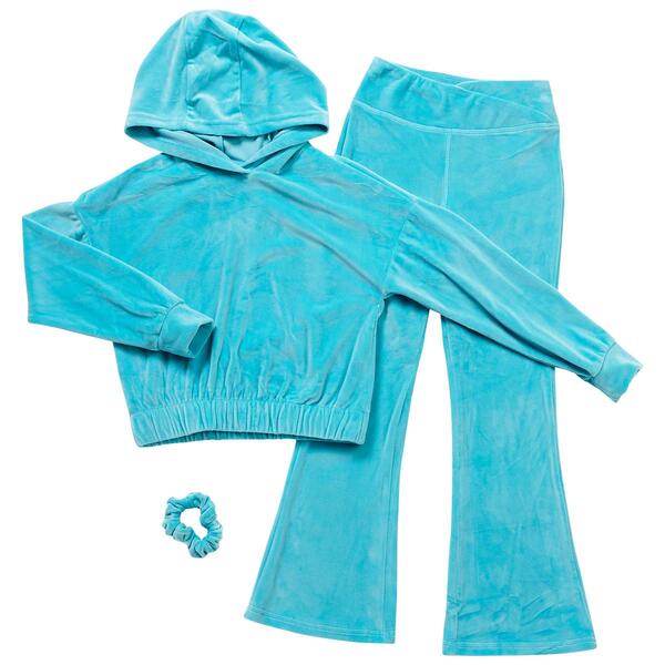 Girls &#40;7-14&#41; Yogalicious&#40;R&#41; 3pc. Velour Hoodie & Flare Pants Set - image 
