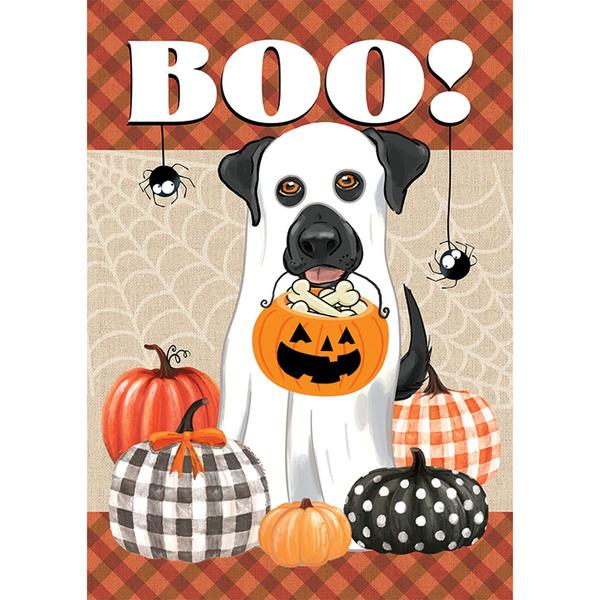 Evergreen Boo Ghost Dog Garden Flag - image 