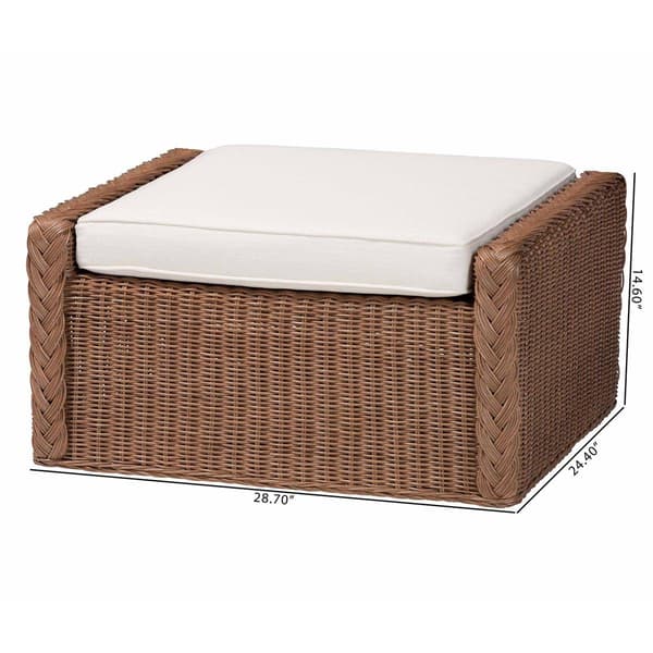 bali & pari Derris Bohemian Peanut Brown Braided Rattan Footstool