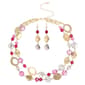 Ashley Cooper&#40;tm&#41; Fuchsia/Metal/Glass Bead Necklace & Earrings Set - image 1