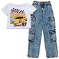 Girls (7-16) Tween Diva Short Sleeve Racing Tee & Cargo Jeans - image 1