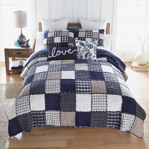 Donna Sharp Your Lifestyle Checkerboard Indigo 3pc. Quilt Set - image 