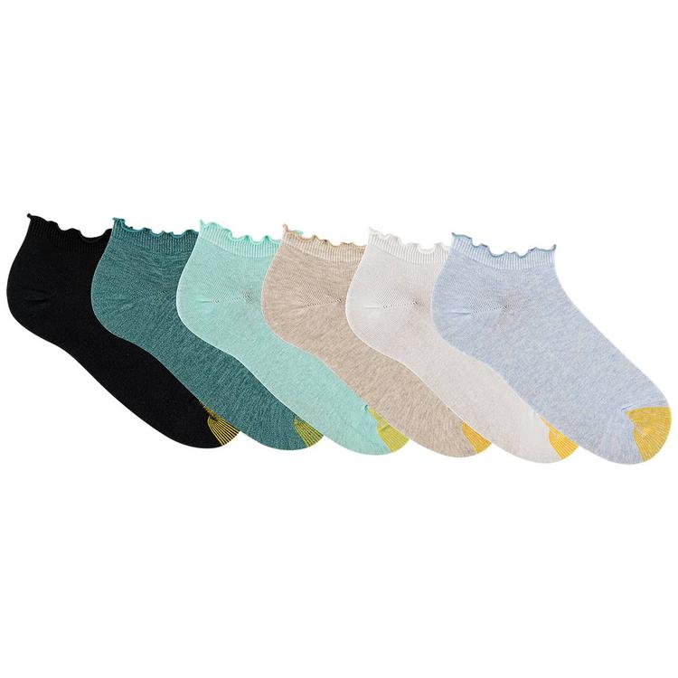 Womens Gold Toe 6Pk Lettuce Edge Qtr 21.00
