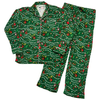 Mens Holiday Traditions Grinch Long Sleeve Notch Collar PJ Set - Boscov's