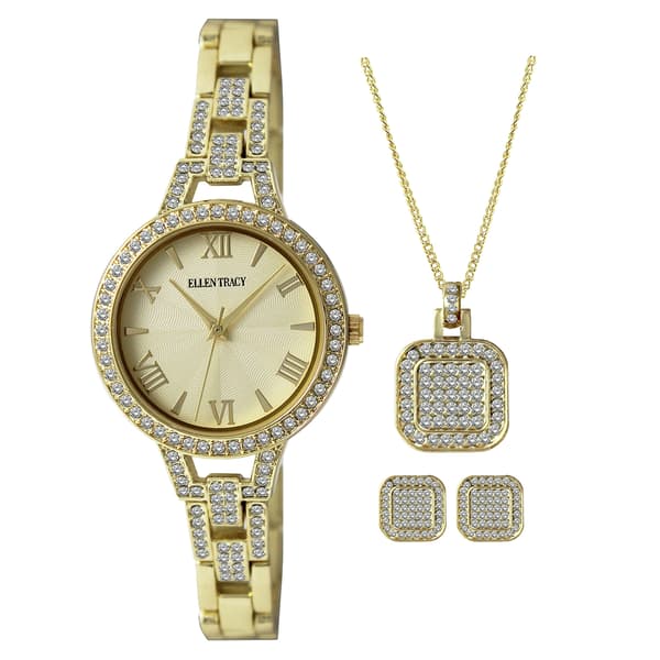 Ellen Tracy Gold-Tone Crystal Watch Set - ET8113GD - image 