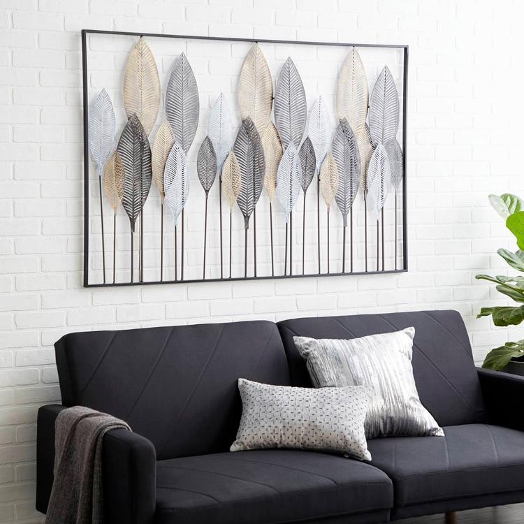 9th & Pike® Large Textured Metal Leaf Wall Art