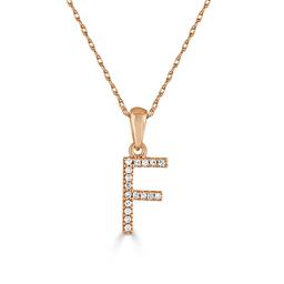 Diamond Classics(tm) 14kt. Rose Gold Initial F Letter Necklace