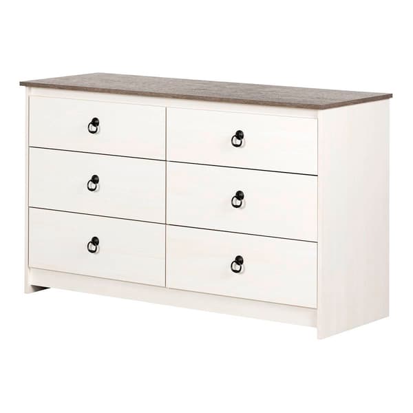 South Shore Plenny White Wash 6-Drawer Double Dresser - image 