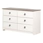 South Shore Plenny White Wash 6-Drawer Double Dresser - image 1
