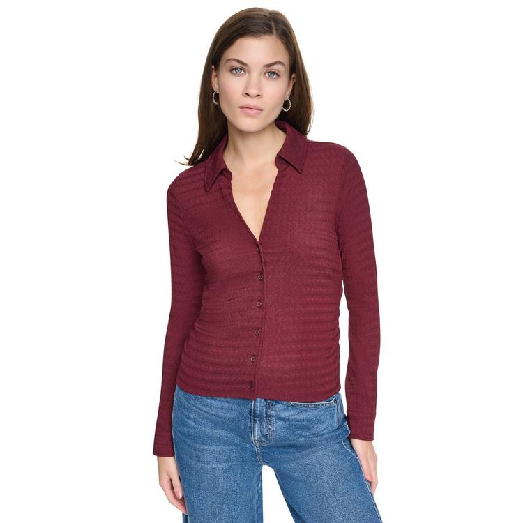 Womens DKNY Jeans Ripple Knit Lace Slim Fit Side Ruched Button F