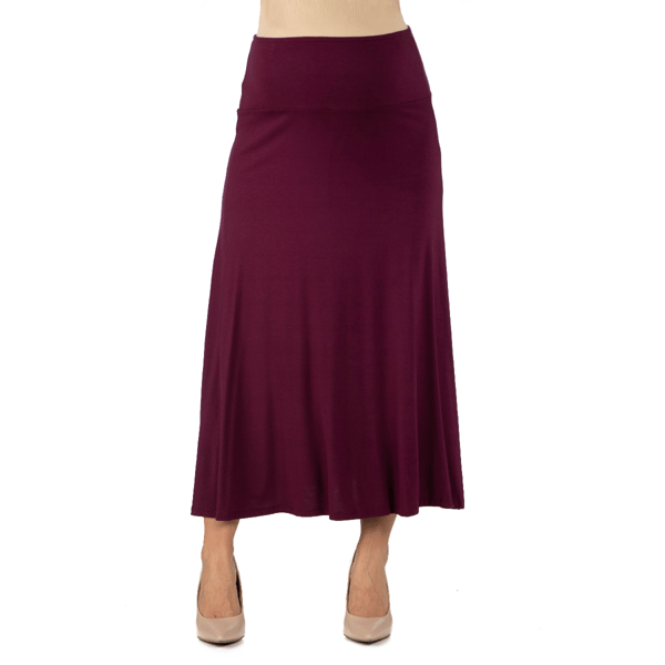 Womens 24/7 Comfort Apparel Solid Color Maternity Maxi Skirt - image 